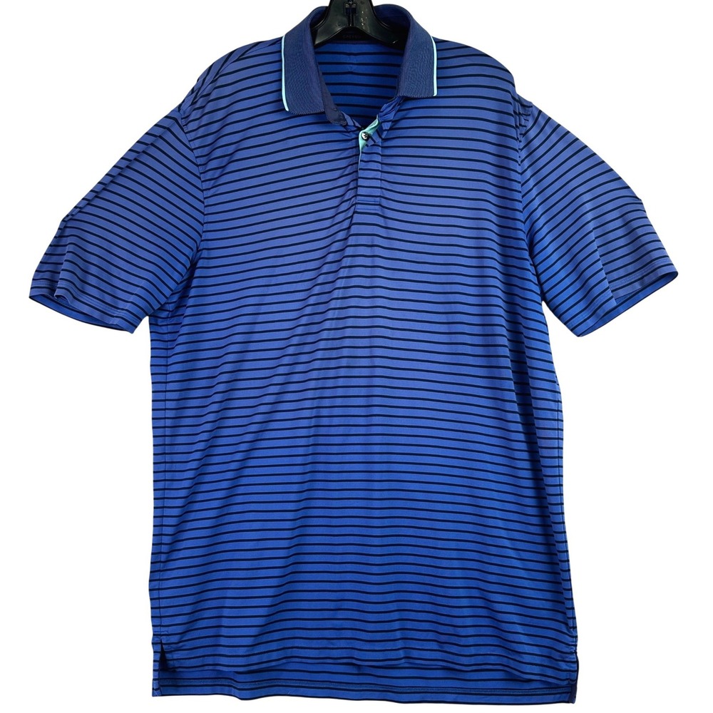 Greyson Clothiers Striped Golf‎ Polo Men L Purple Performance Wolf Logo